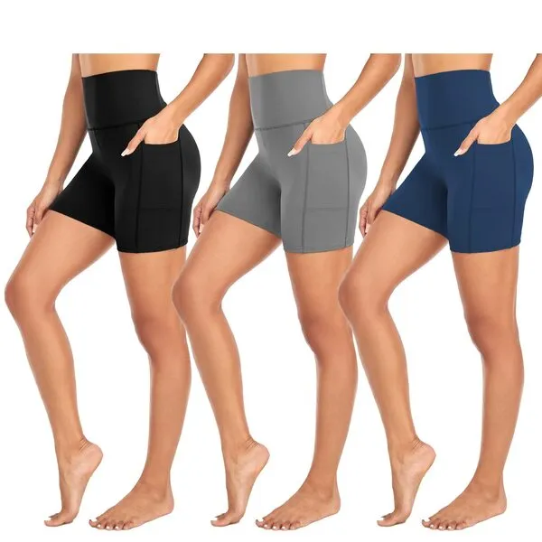 MOREFEEL 3 Pack High Waisted Biker Shorts for Women with Pockets – 5